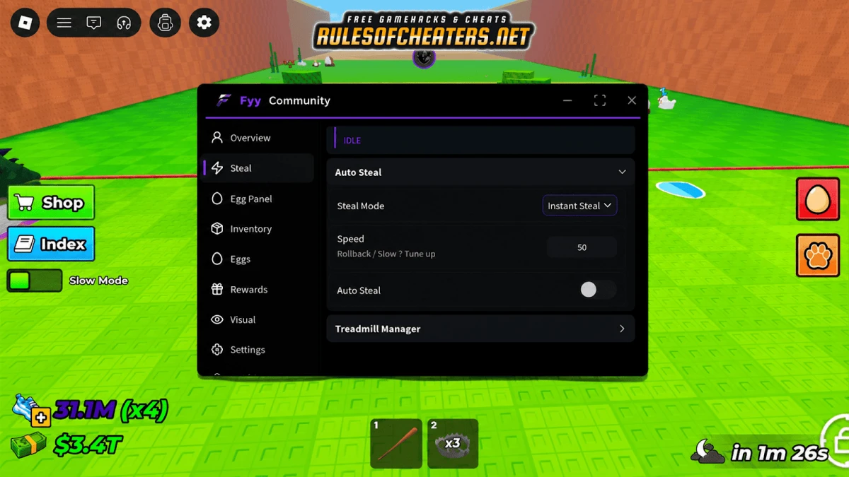 Steal An Egg Fyy Hub Script – Auto Steal, Treadmill, Eggs