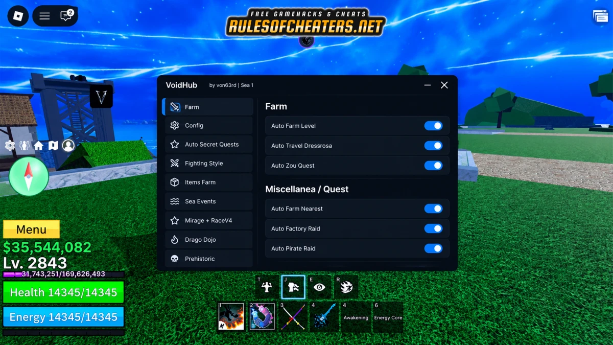 Blox Fruits Void Hub Script – Auto Farm, Raid, Secret Quests