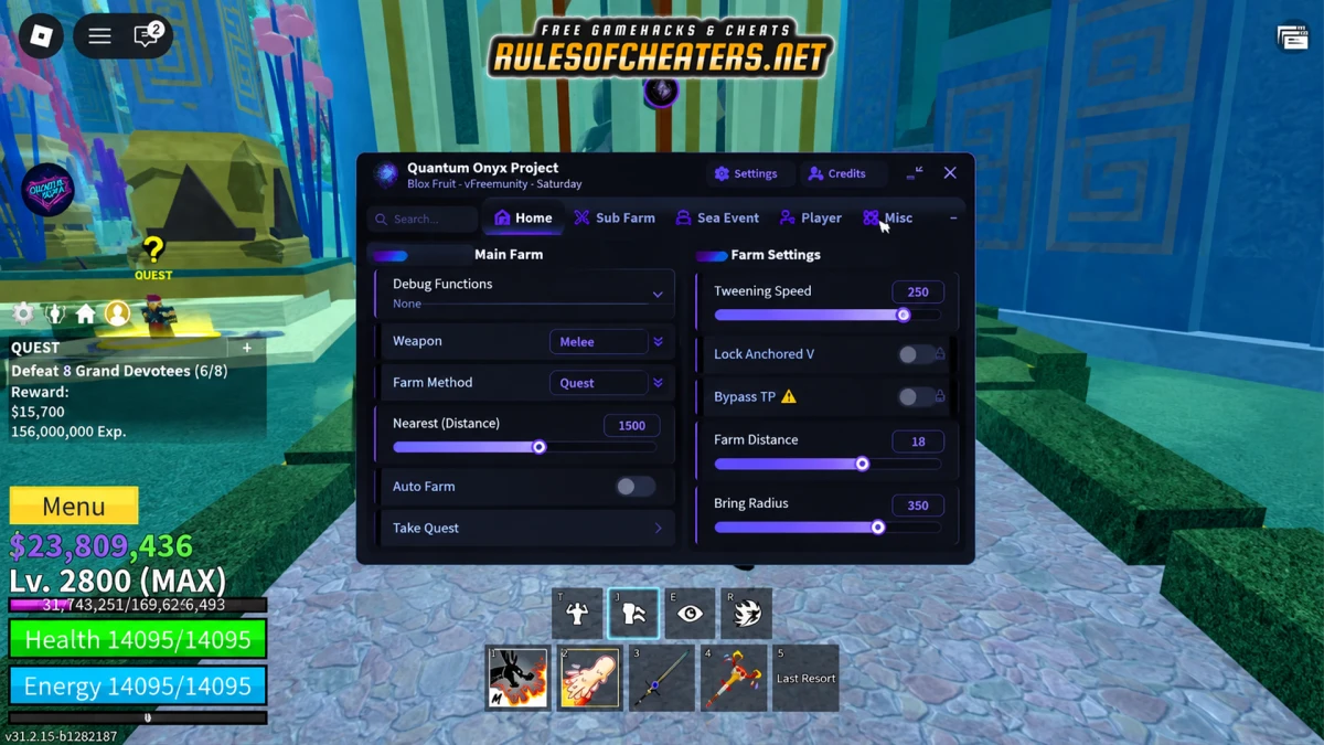 Blox Fruits Quantum Hub Script – Auto Farm, Sea Event, Player
