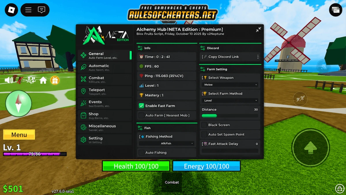 Blox Fruits Alchemy Hub Script – Auto Farm, Fast Farm