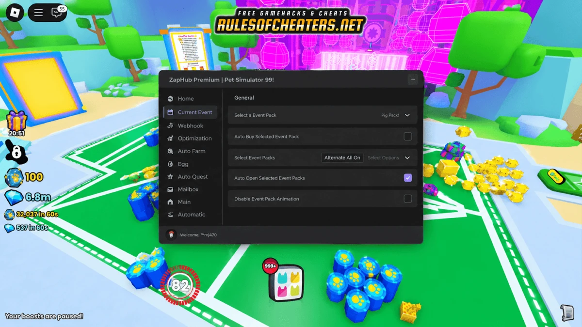 Pet Simulator 99 Zap Hub Script – Auto Farm, Event Packs