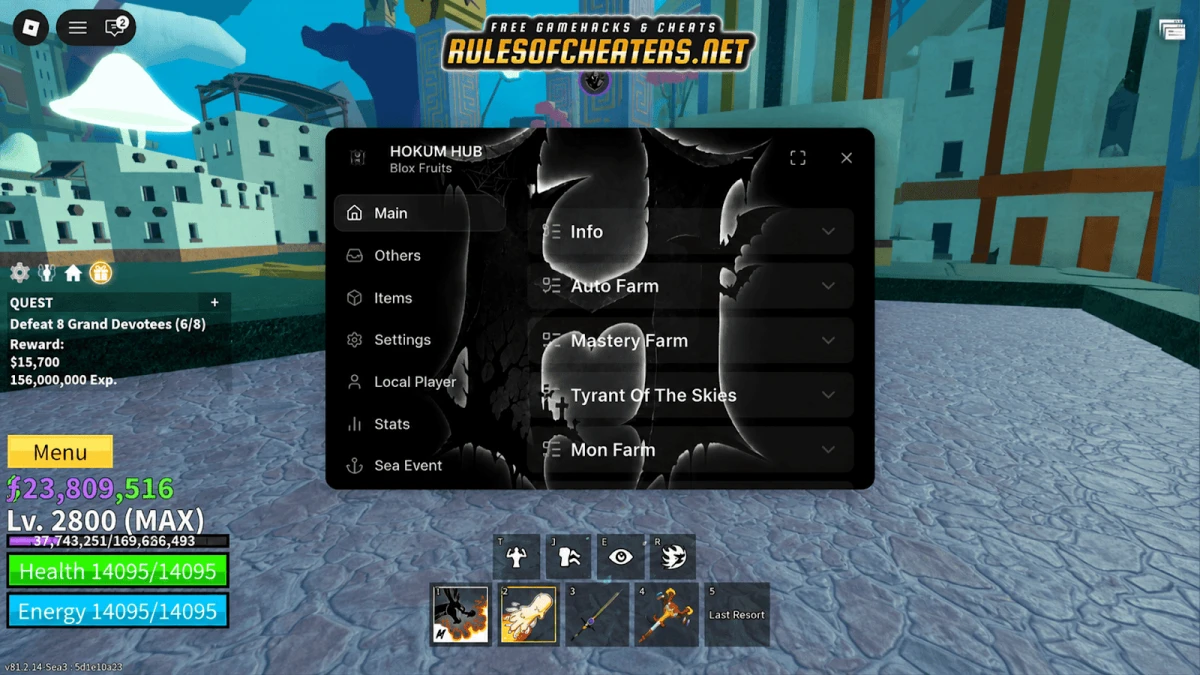 Blox Fruits Hokum Hub Script – Auto Farm, Mastery Farm