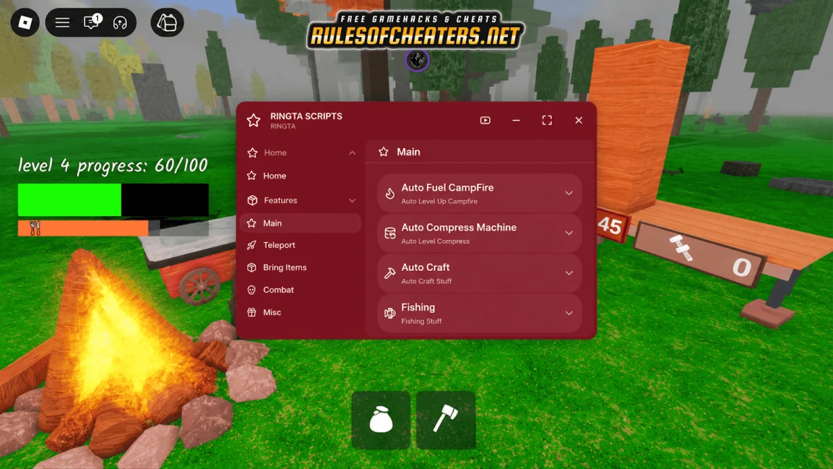 99 Nights in the Forest Ringta Hub Script – Auto Fuel , Auto Craft