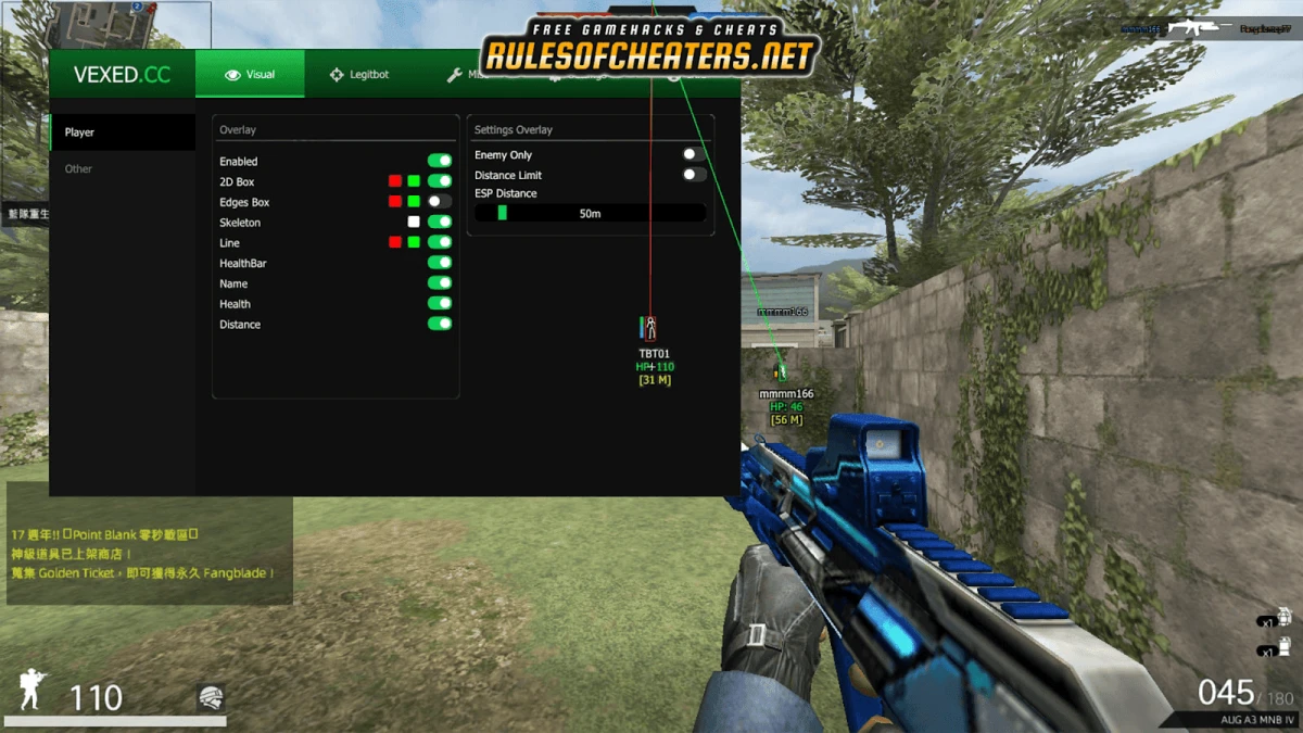 Point Blank Taiwan Vexed Cheat – ESP, Legitbot, Visuals
