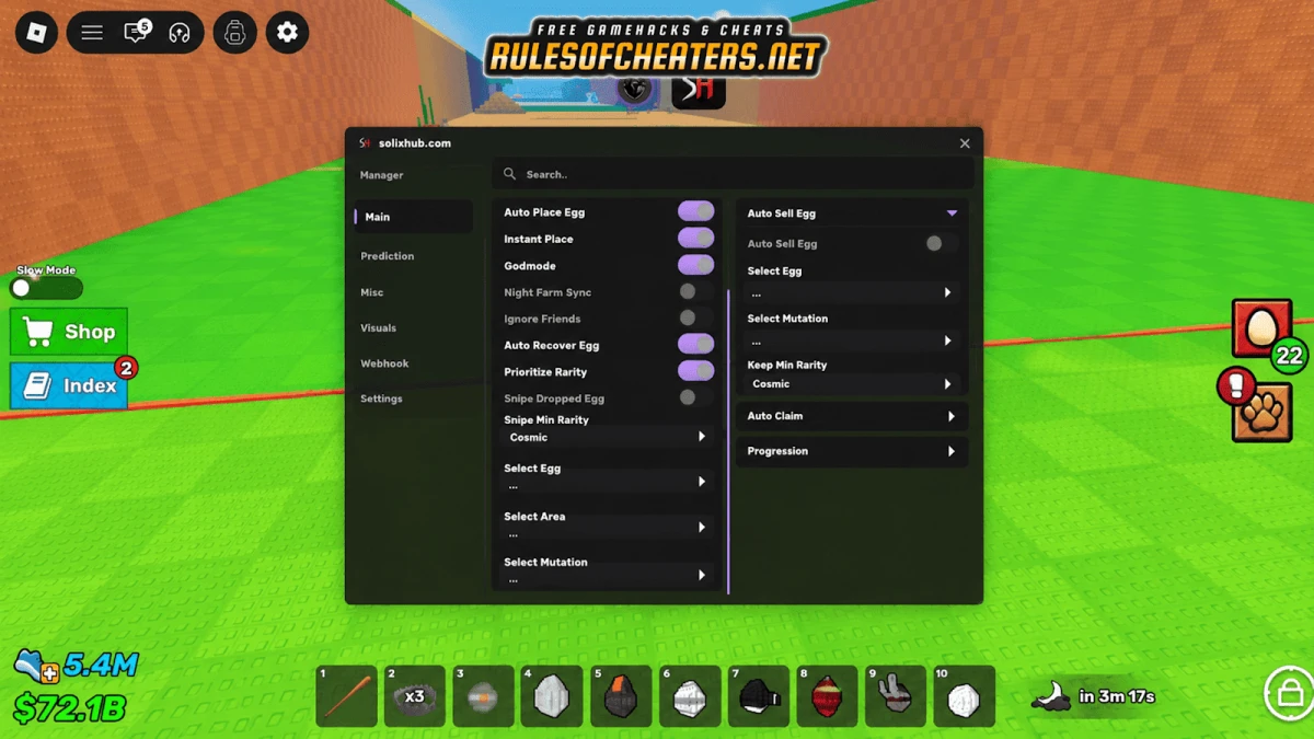 Steal An Egg Solix Hub Script – Auto Farm, Godmode, Snipe