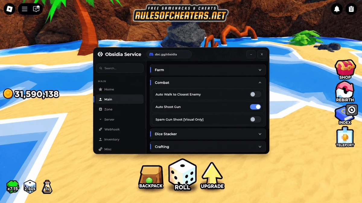 Slime RNG Obsidia Hub Script – Auto Farm, Combat, Crafting