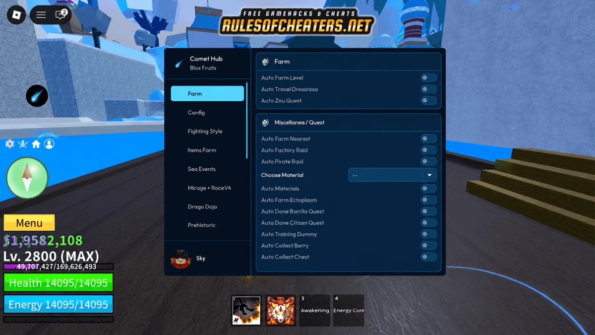 Blox Fruits Comet Hub Script – Auto Farm, Raid, Collect