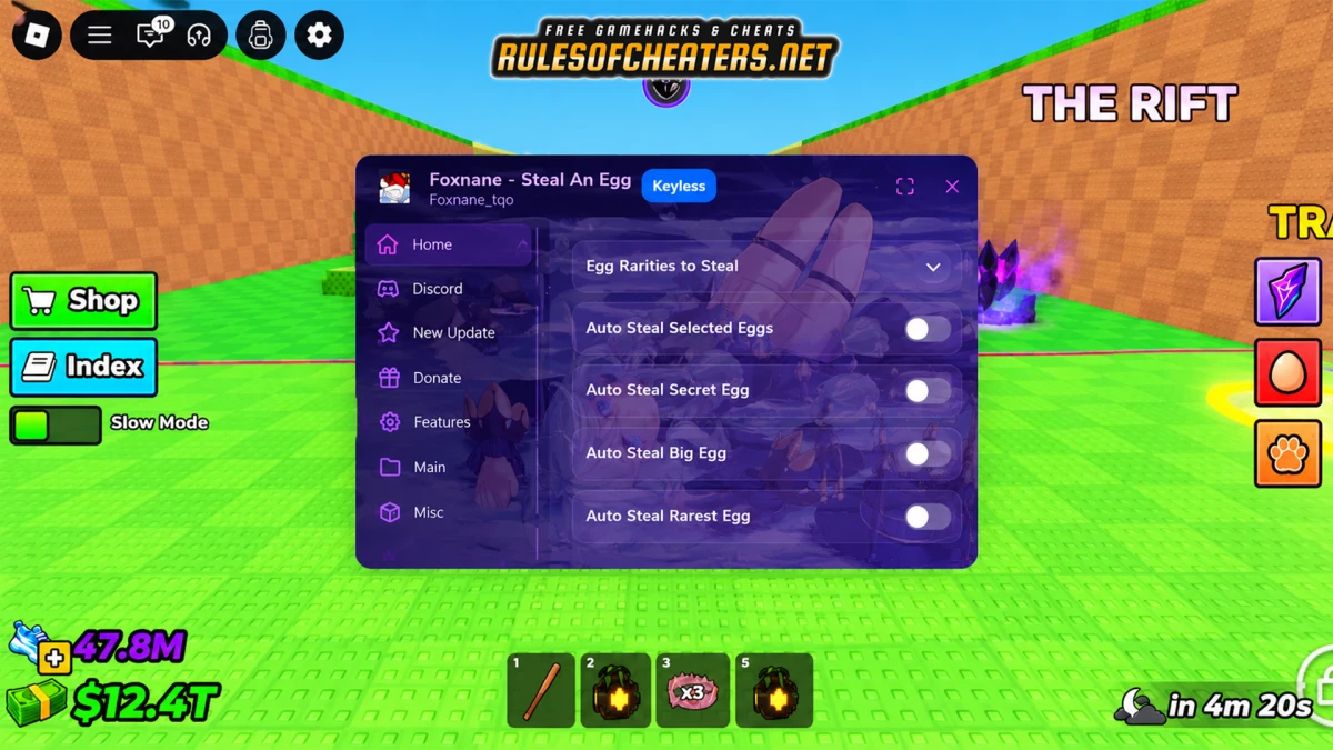 Steal An Egg Foxname Hub Script – Auto Steal, Secret Egg, Rarest