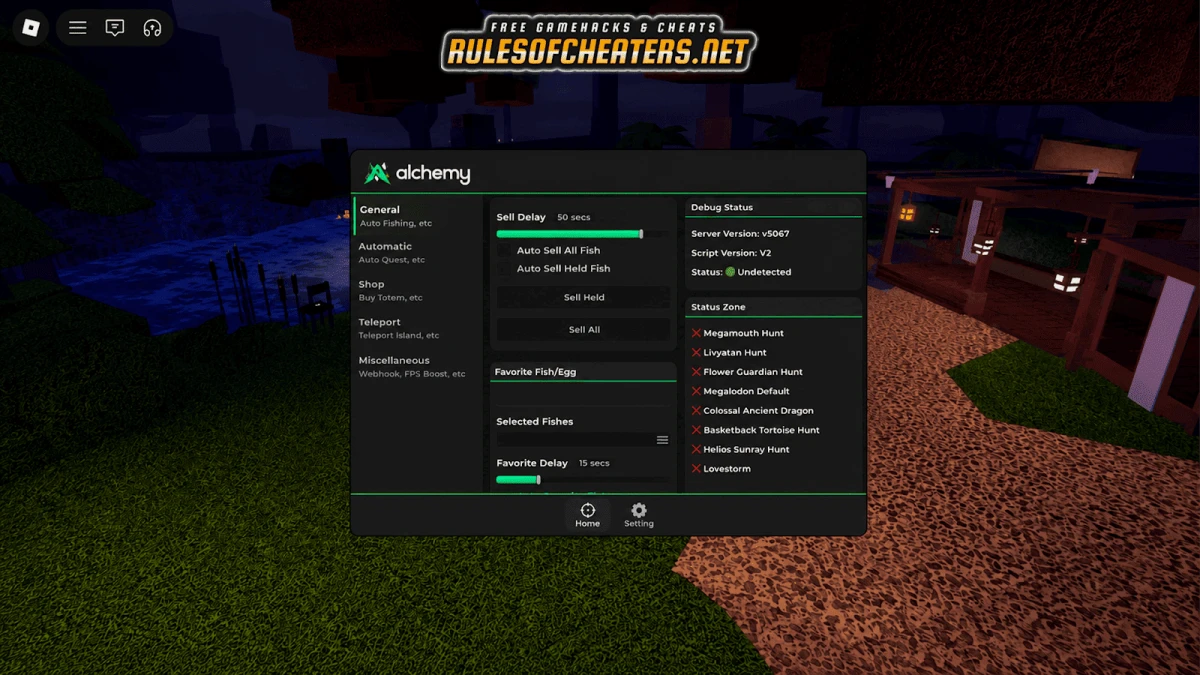 Fisch Alchemy Hub Script – Auto Sell, Auto Quest, Teleport