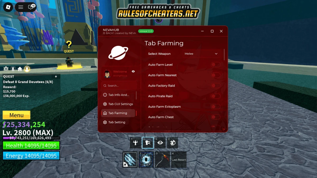 Blox Fruits Neva Hub Script – Auto Farm Level, Auto Factory Raid