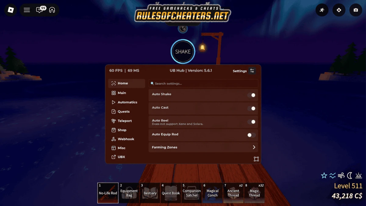 Fisch UB Hub Script – Auto Shake, Auto Cast, Auto Reel