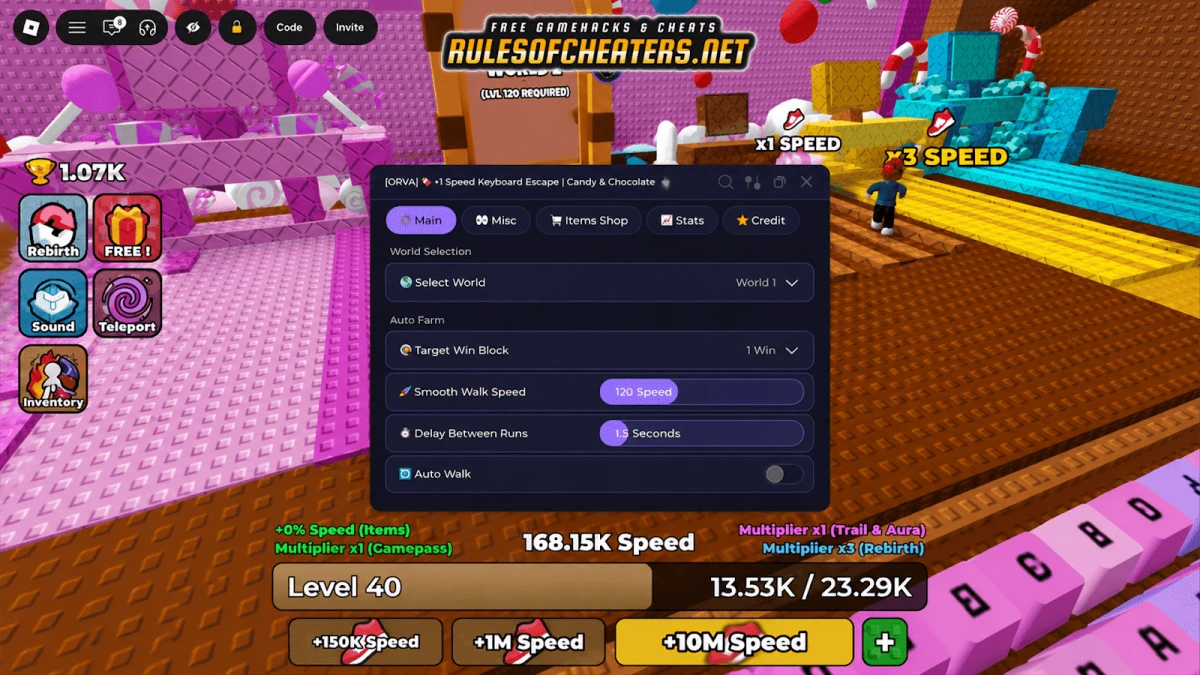 +1 Speed Keyboard Escape Orva Hub Script – Auto Walk, Target Win Block