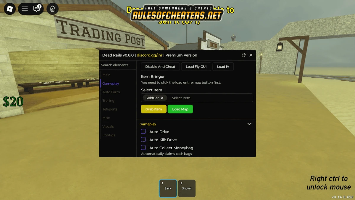 Dead Rails Lunor Hub Script – Item Bringer, Fly, Auto Drive