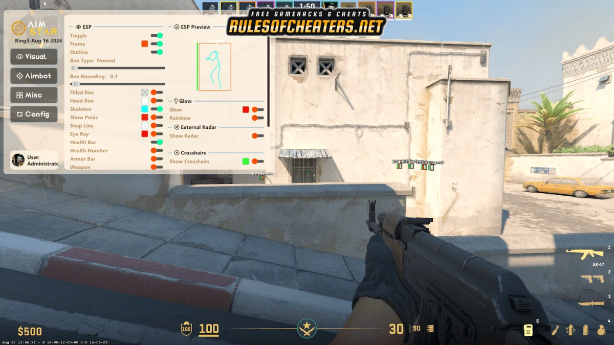 Counter Strike 2 AimStar Cheat – ESP, Aimbot, External Radar