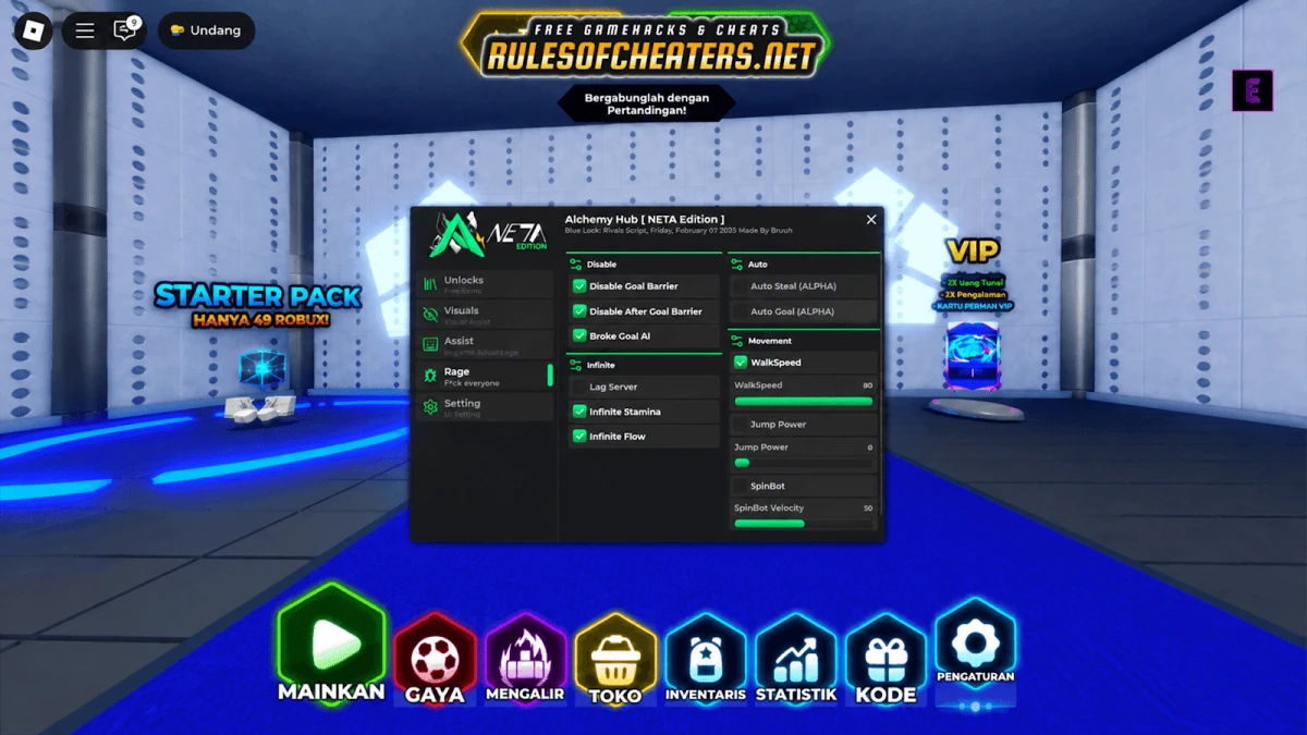 Blue Lock Rivals Alchemy Hub Script – WalkSpeed, SpinBot