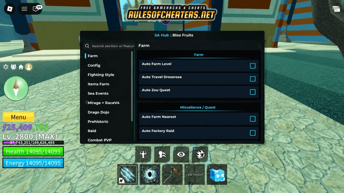 Blox Fruits SA Hub Script – Auto Farm, Raid, PVP, Sea Events