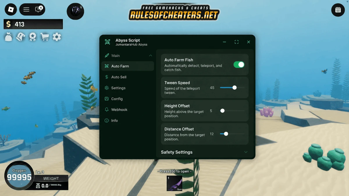 Abyss Jumantara Hub Script – Auto Farm Fish, Sell, Webhook