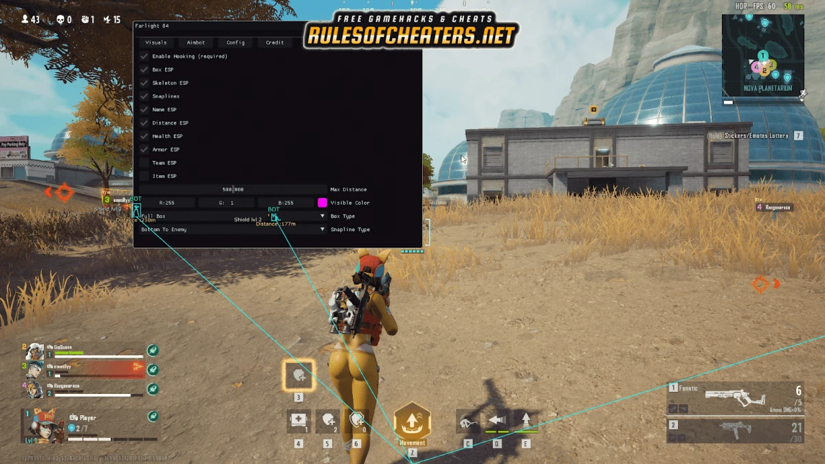 Farlight 84 TNMJibs External Cheat – Box ESP, Skeleton ESP