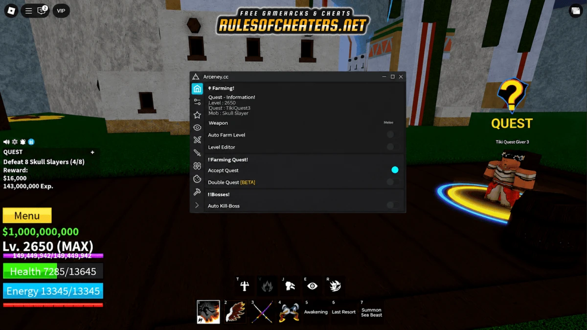 Blox Fruits Arceney Hub Script – Auto Farm, Auto Kill Boss