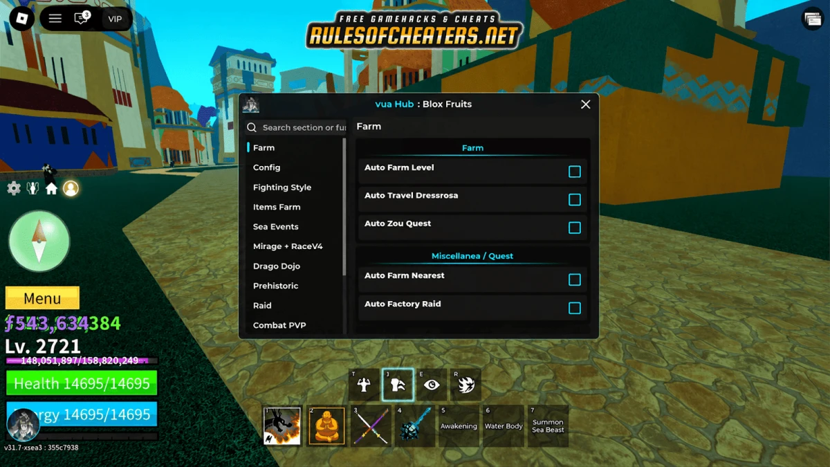 Blox Fruits Vua Hub Script – Auto Farm Level, Auto Factory Raid