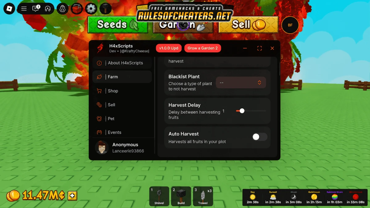 Grow a Garden H4x Hub Script – Auto Harvest, Farm, Sell, Pet