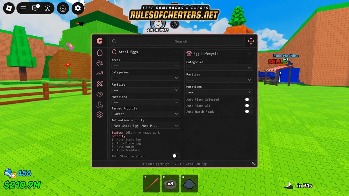 Steal An Egg Chiyo Hub Script – Auto Steal, Egg Lifecycle