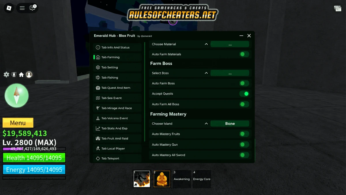 Blox Fruits Emerald Hub Script – Farm Boss, Mastery, Fishing