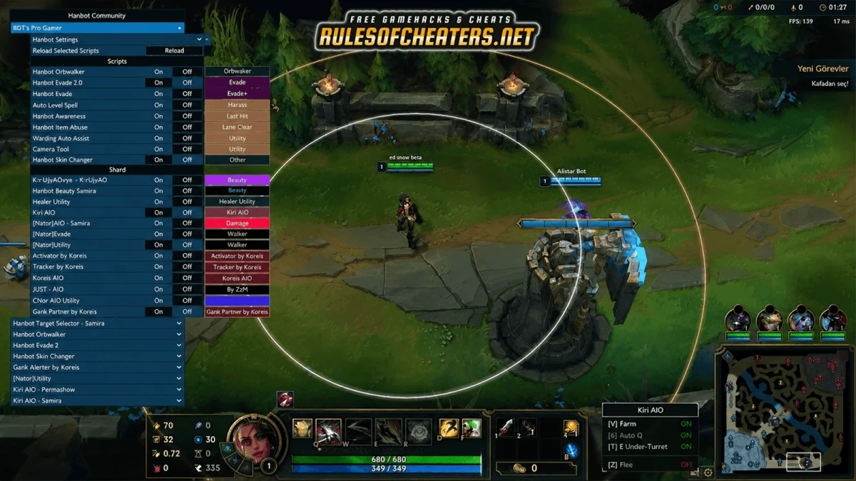League of Legends Hanbot Cheat – Orbwalker, Evade, Skin Changer