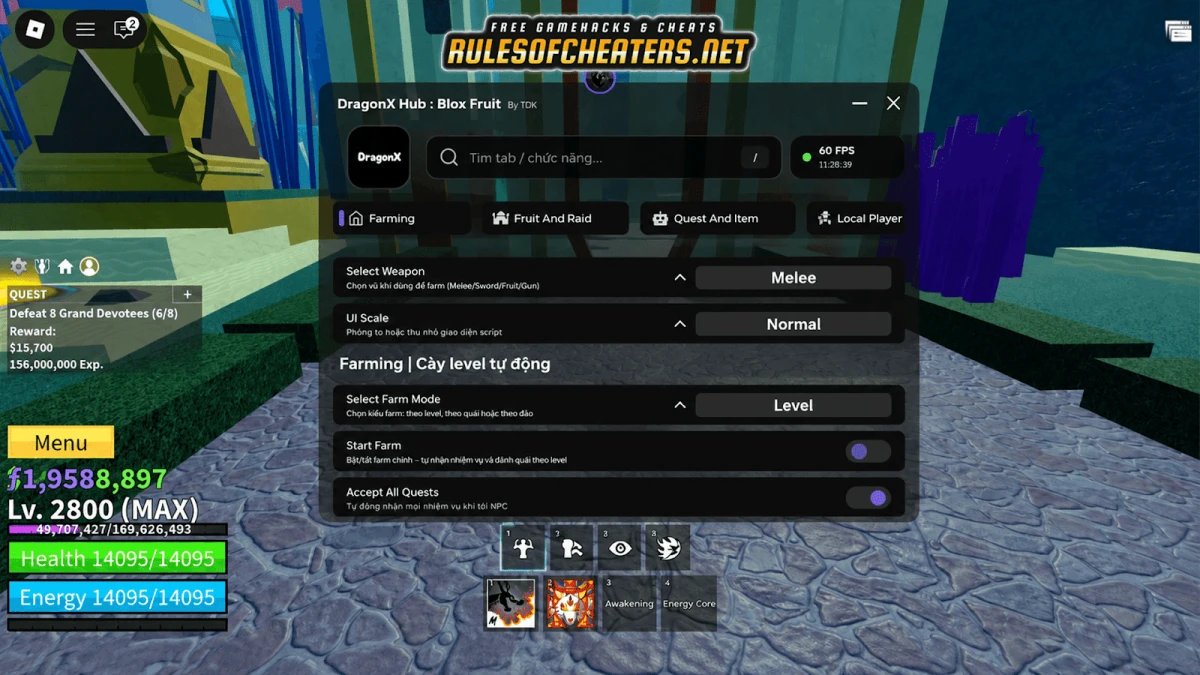 Blox Fruits DragonX Hub Script – Auto Farm, Raid, Quests