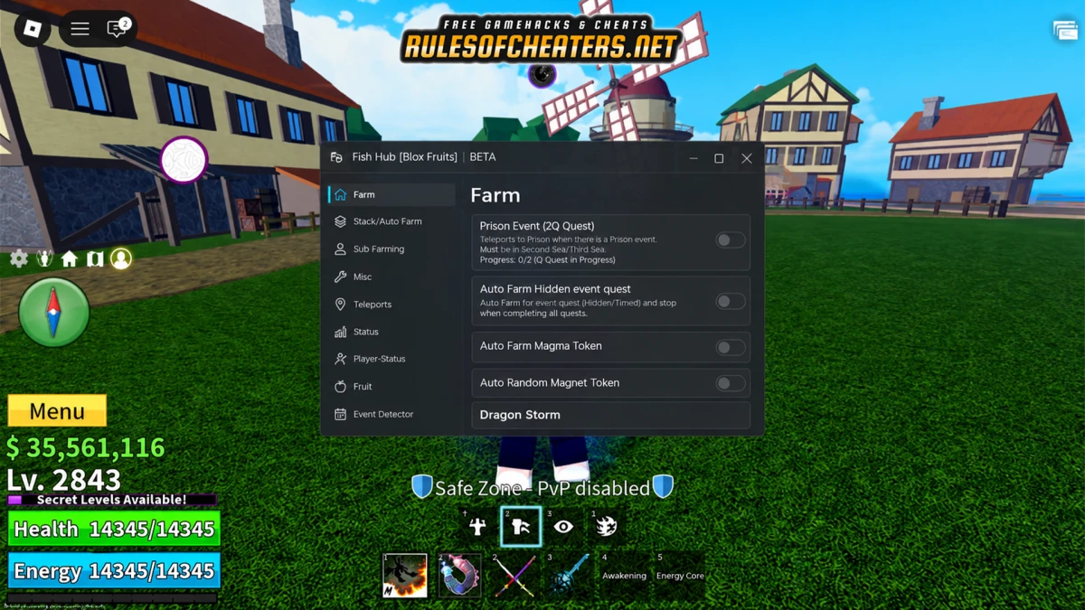 Blox Fruits Fish Hub Script – Auto Farm, Prison Event, Dragon Storm