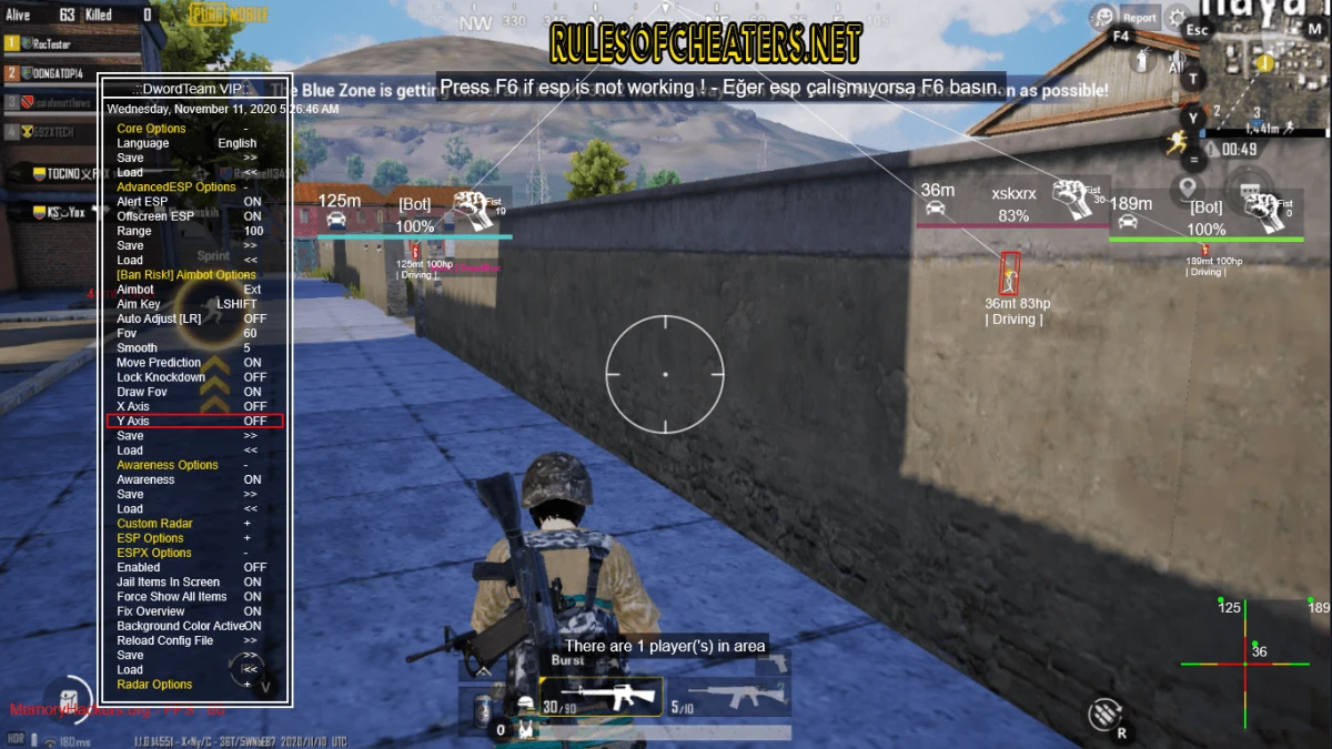PUBG Mobile Dword Cheat – Alert ESP, Aimbot, Draw FOV