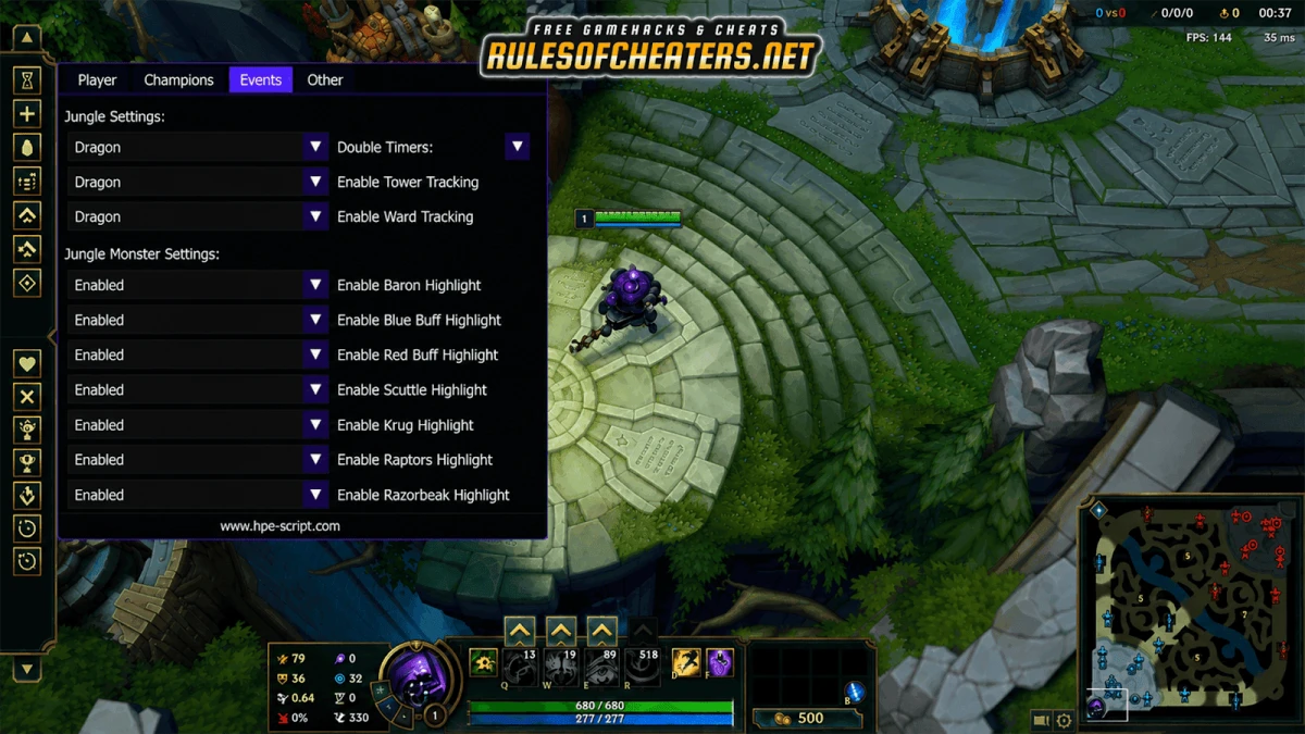 League of Legends HPE Cheat – Jungle Tracker, Ward Tracker