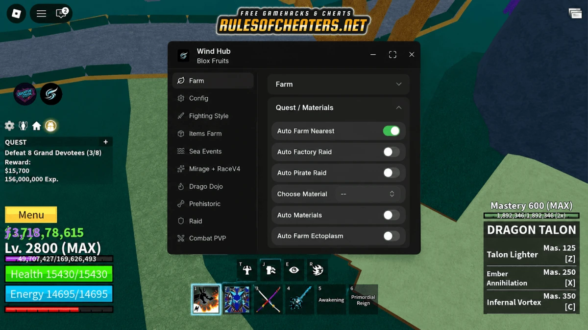 Blox Fruits Wind Hub Script – Auto Farm, Raid, Materials