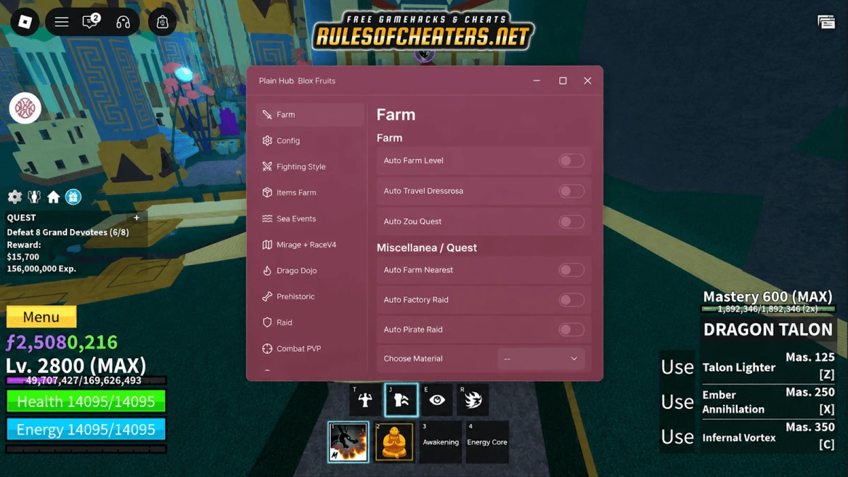 Blox Fruits Plain Hub Script – Auto Farm, Raid, Sea Events