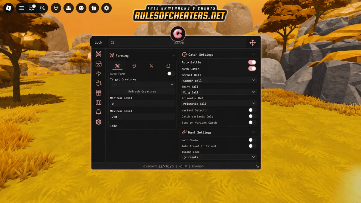 Evomon Chiyo Hub Script – Auto Farm, Auto Catch, Auto Battle, Teleport