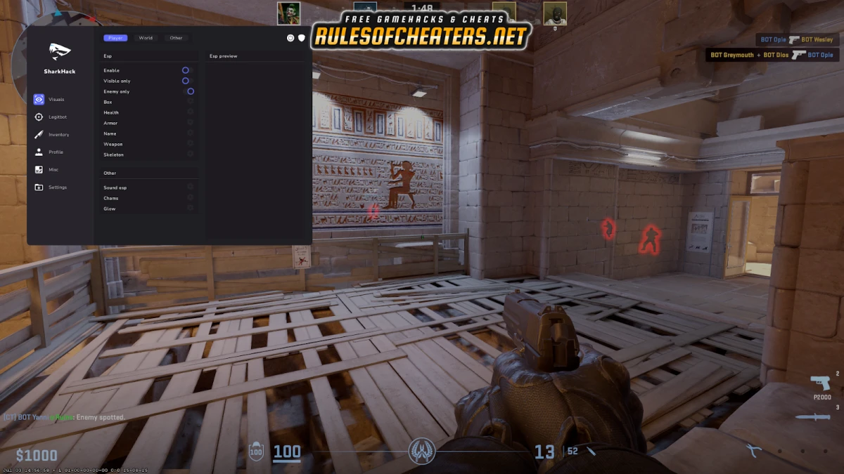 Counter Strike 2 SharkHack Cheat – ESP, Chams, Glow