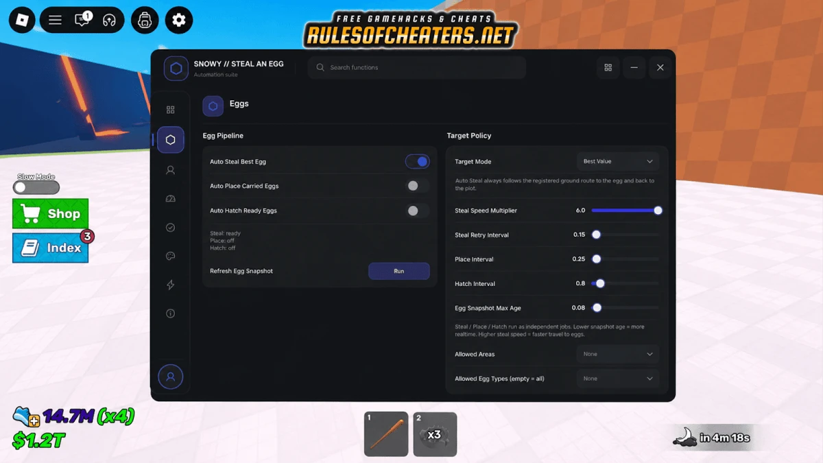 Steal An Egg Snowy Hub Script – Auto Steal, Hatch, Place