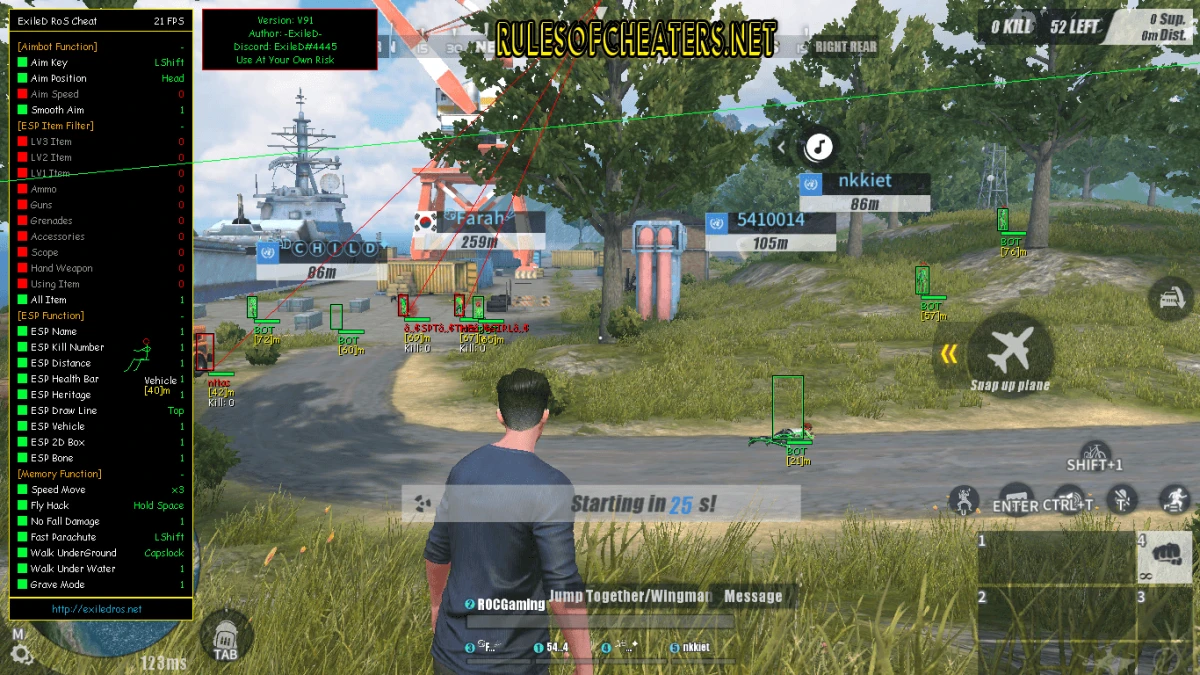 Rules of Survival Exiled Cheat – Aimbot, Player ESP, Fly Hack