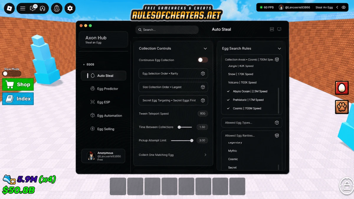 Steal An Egg Axon Hub Script – Auto Steal, Egg ESP, Sell