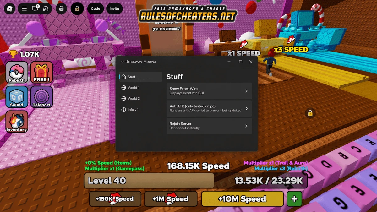 +1 Speed Keyboard Escape Lostmeow Hub Script – Anti AFK, Rejoin Server