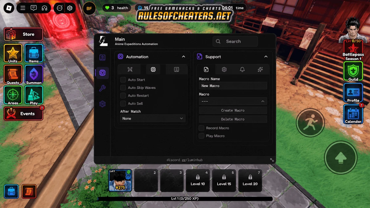 Anime Expeditions Lumin Hub Script – Auto Start, Auto Skip Waves