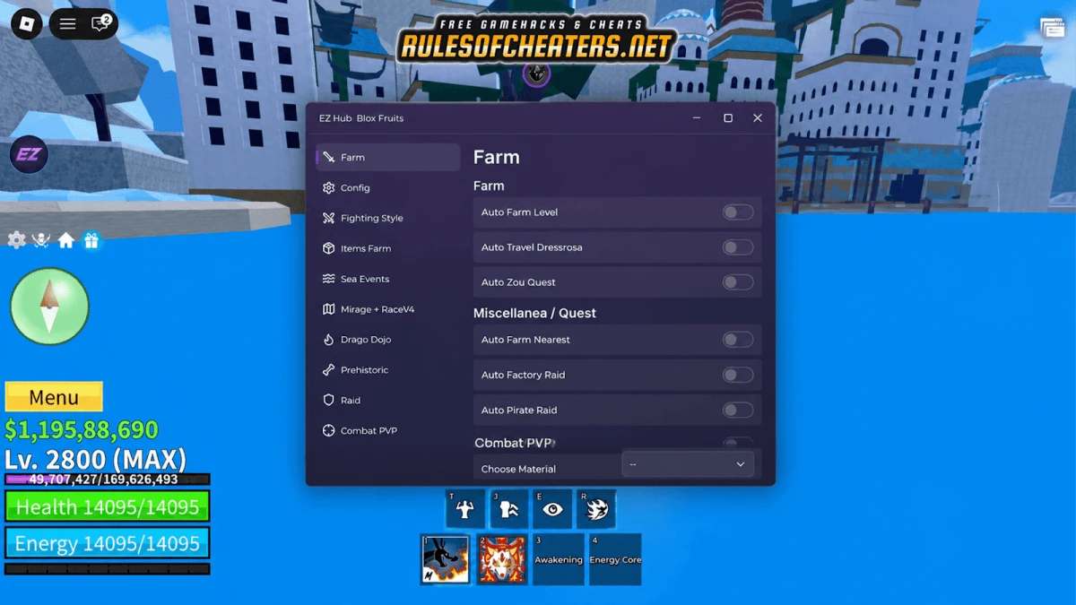 Blox Fruits Ez Hub Script – Auto Farm, Raid, Combat PVP