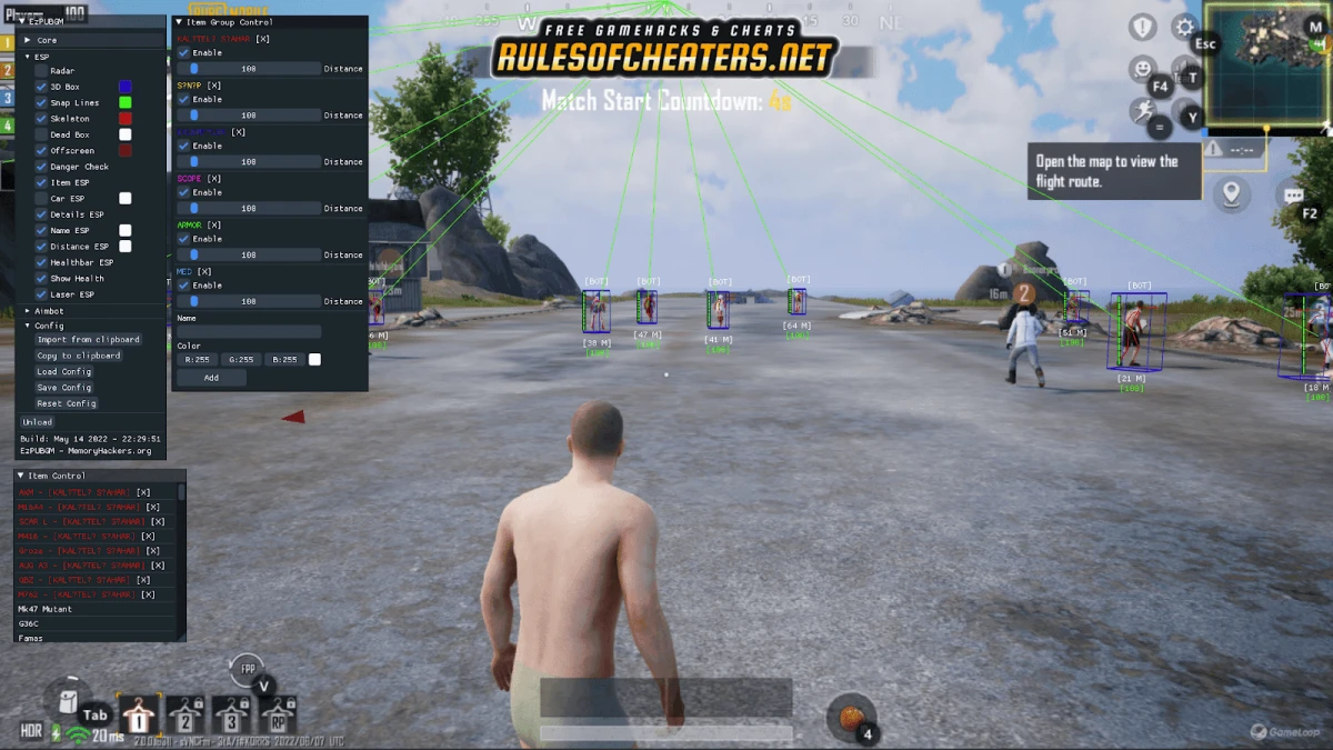 PUBG Mobile EZPUBGM Cheat – 3D Box, Skeleton, Item ESP