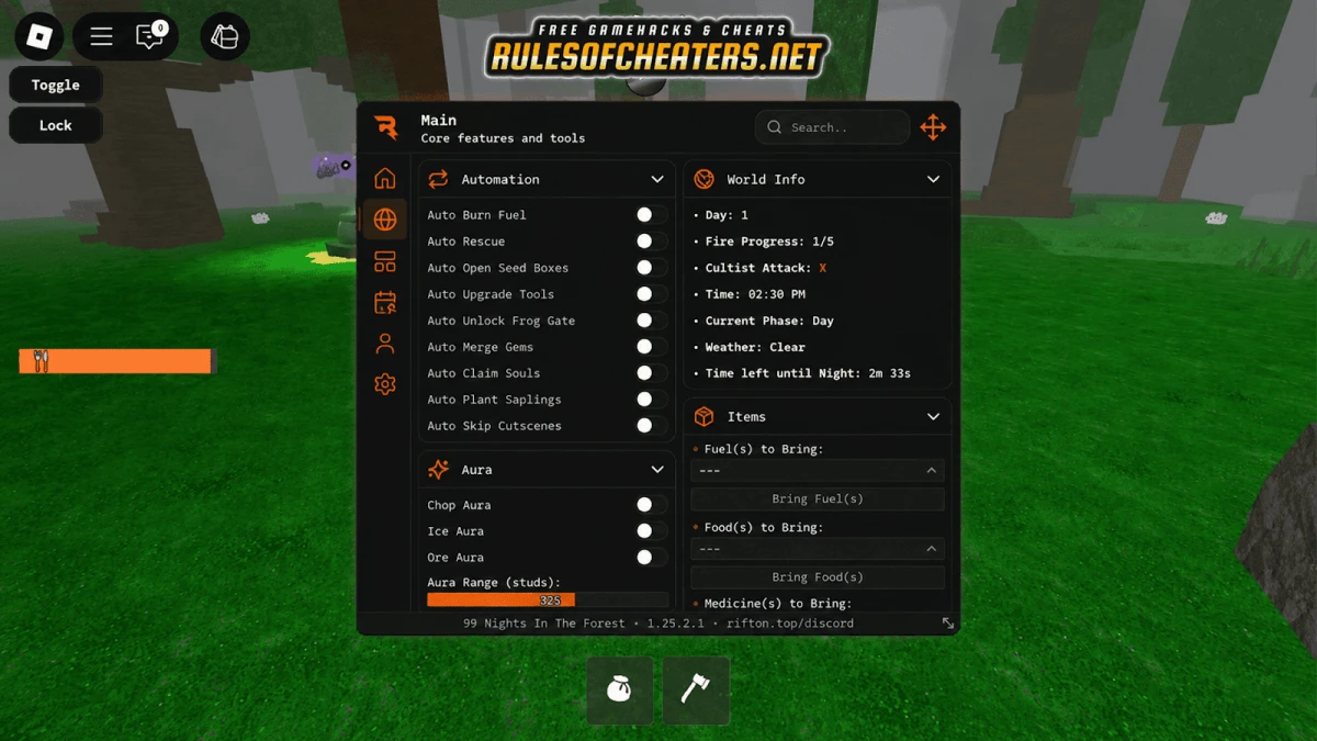 99 Nights in the Forest Rift Hub Script – Auto Rescue, Aura