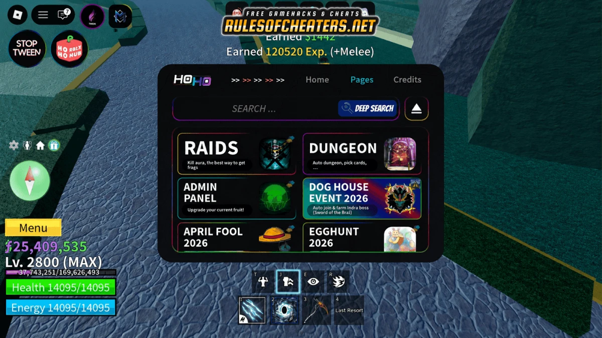 Blox Fruits HoHo Hub Script – Raids, Dungeon, Admin Panel