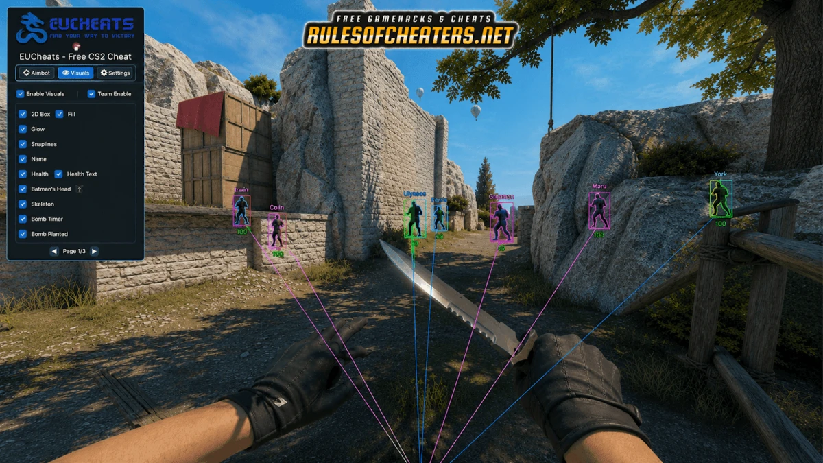 Counter Strike 2 EUCheats Cheat – 2D Box, Skeleton, Bomb Timer