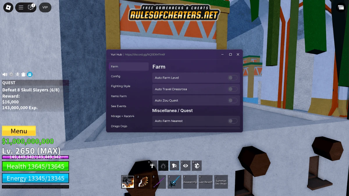 Blox Fruits Yuri Hub Script – Auto Farm, Sea Events, Mirage