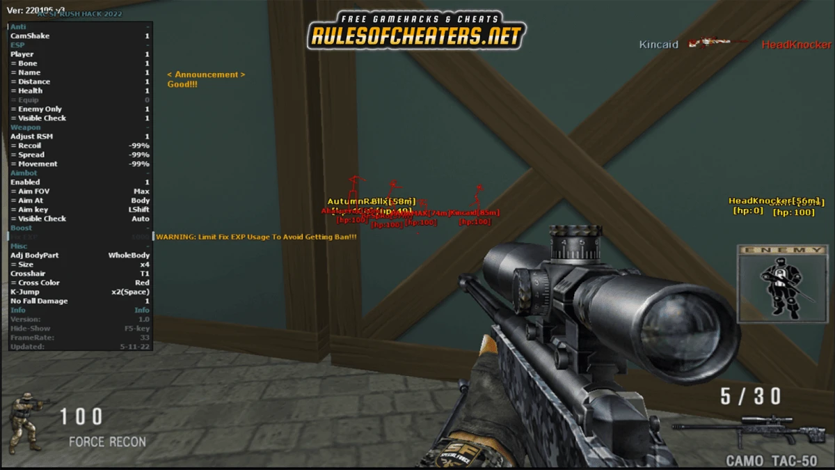 Special Force Rush Asian Coderz Cheat – ESP, Aimbot