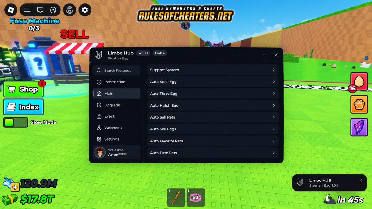 Steal An Egg Limbo Hub Script – Auto Steal, Hatch, Fuse Pets