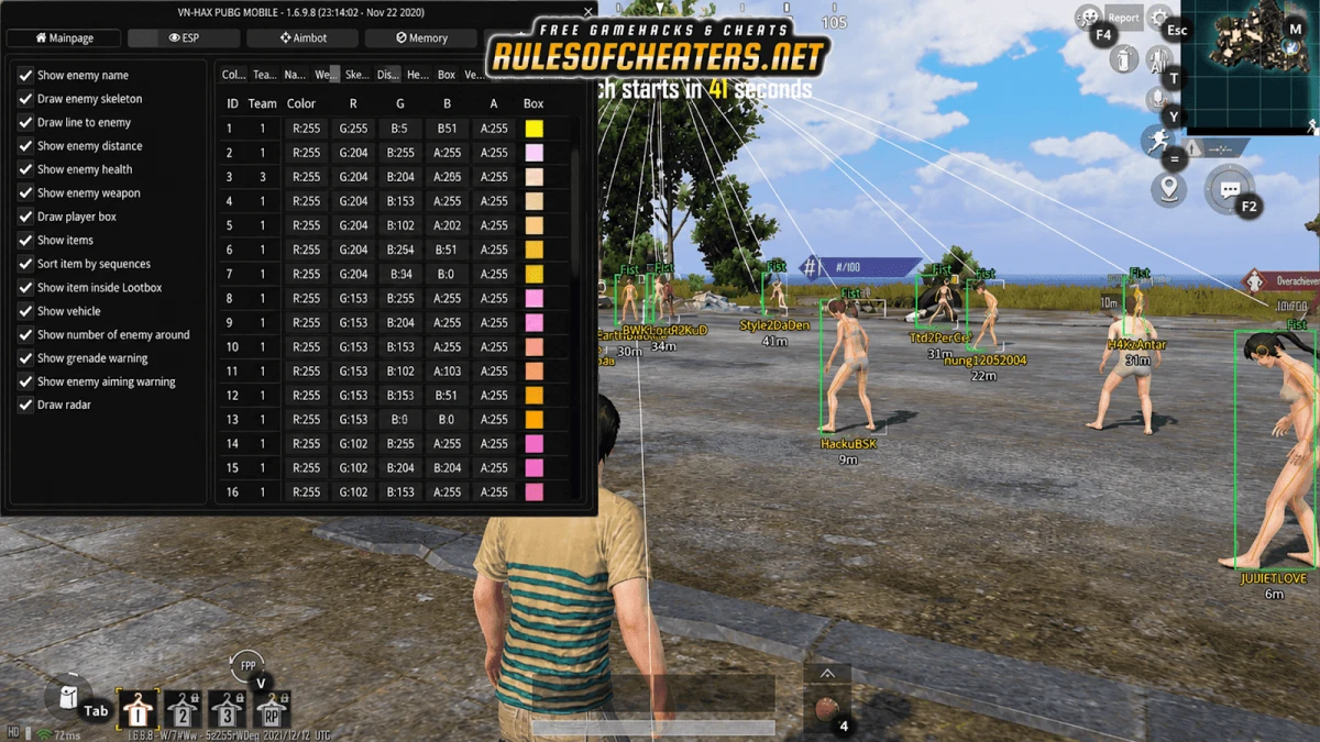 PUBG Mobile VNHAX Cheat – Enemy Skeleton, Player Box, Radar